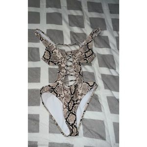 Missguided snake skin one piece bathing suit